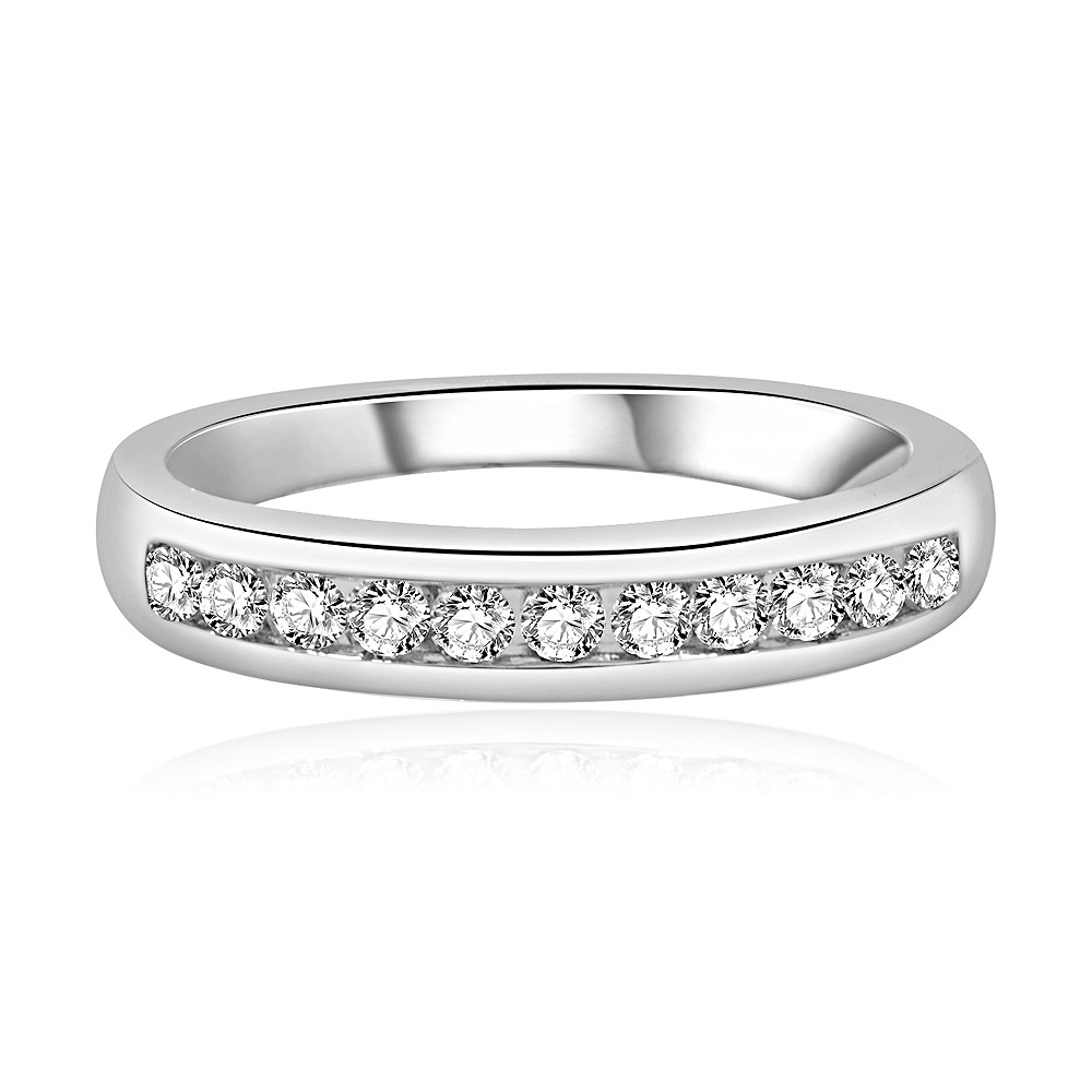 Half Round Eternity Cubic Zirconia Wedding Band